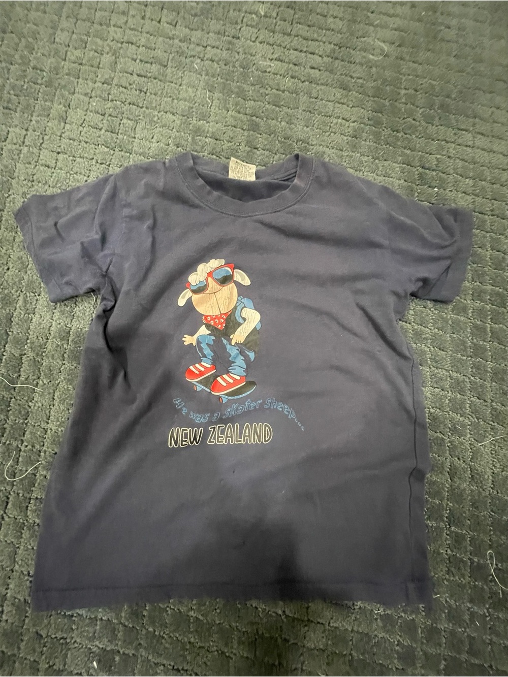 Kids Navy Graphic New Zealand Tee with Sheep Design